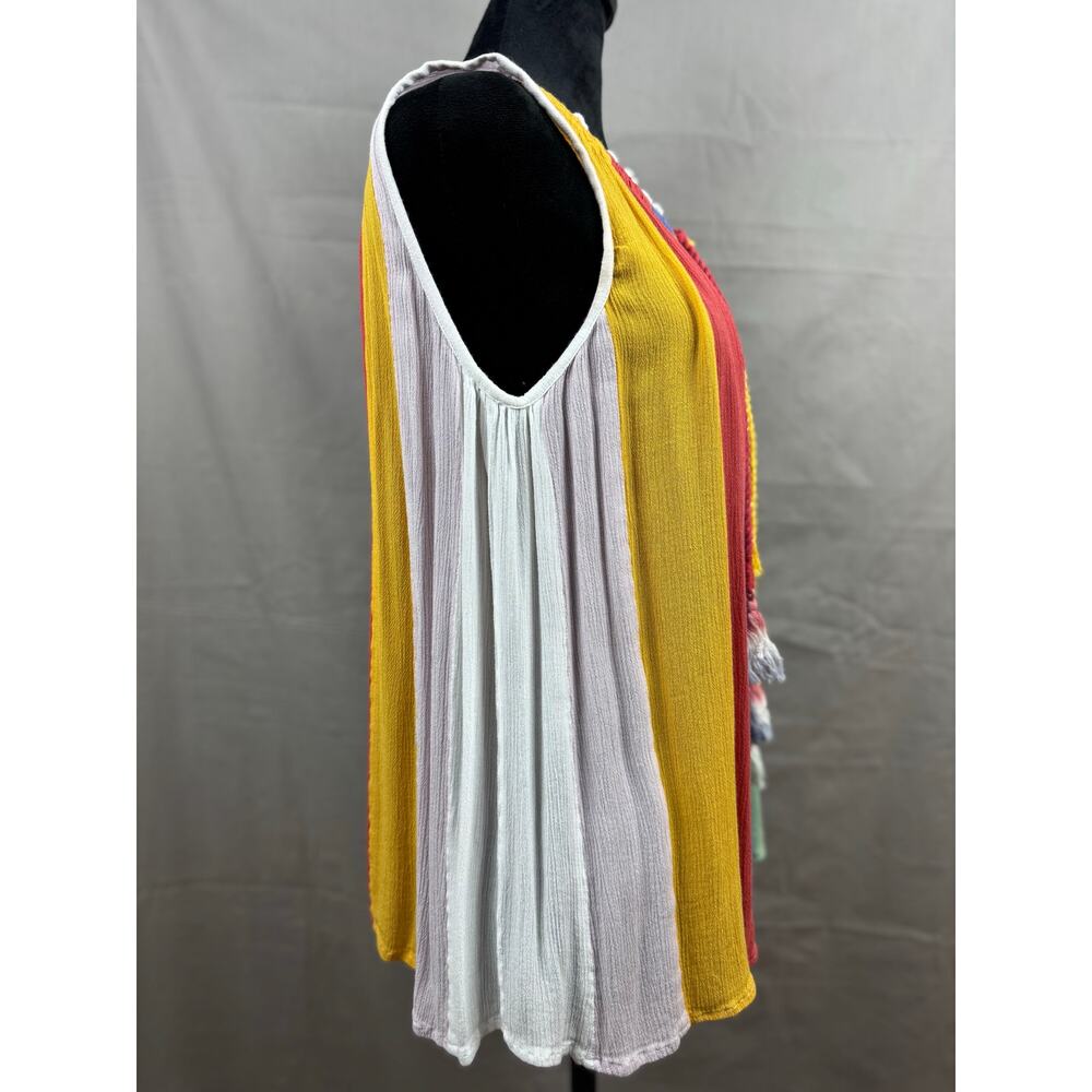 Women's Banjara Multicolored Bohemian Sleeveless Shirt, Size M - Picture 4 of 7